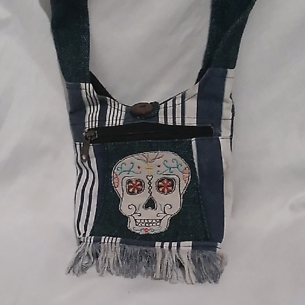 The Collection Royal Embroidered Candy/Sugar Skull Crossbody Bag (L2)